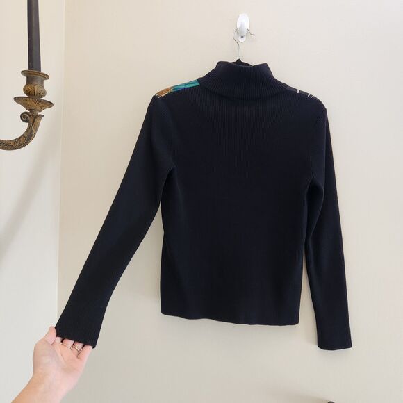 VTG 90s Ralph Lauren Quilted Equestrian Full Zip Sweater Jacket Old Money Sz M - Picture 7 of 7